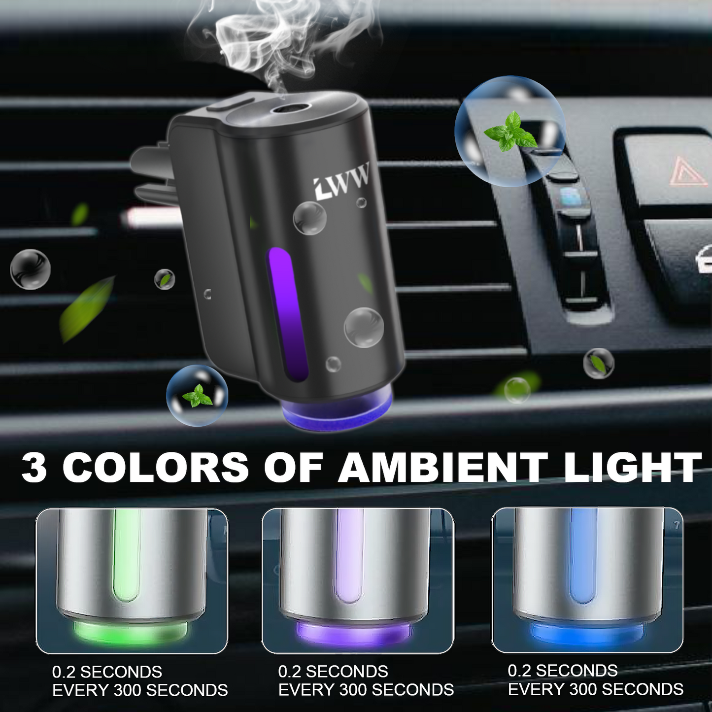 LWW Upgraded Smart Car Air Freshener Set, 8 Large Bottles (80ml) French Essential Oil Diffuser, 3 Intensity Levels for Car/Home/Travel cute car accessories