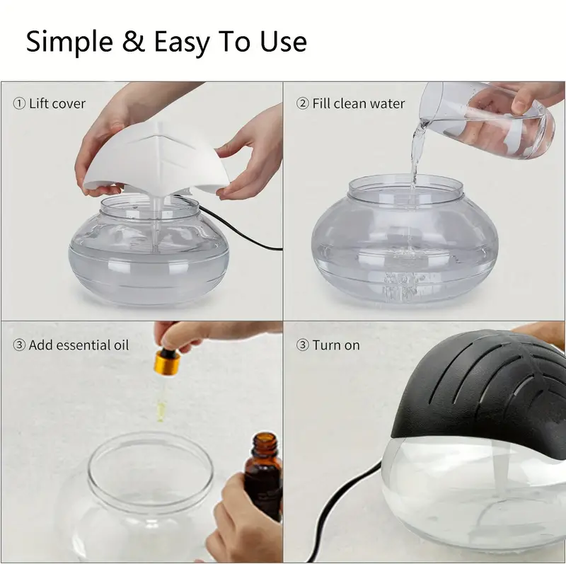 Air freshener (Purple) - for Home, Bedroom and Office - Essential Oil Aroma Diffuser with LED Coloured Night Light with Soothing Water Flow Sound - Water Filtered air Purifier for Pets and Smokers.