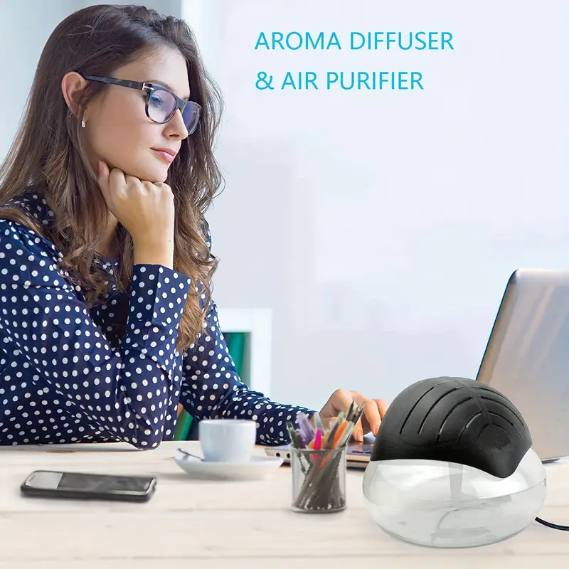 Air freshener (Purple) - for Home, Bedroom and Office - Essential Oil Aroma Diffuser with LED Coloured Night Light with Soothing Water Flow Sound - Water Filtered air Purifier for Pets and Smokers.