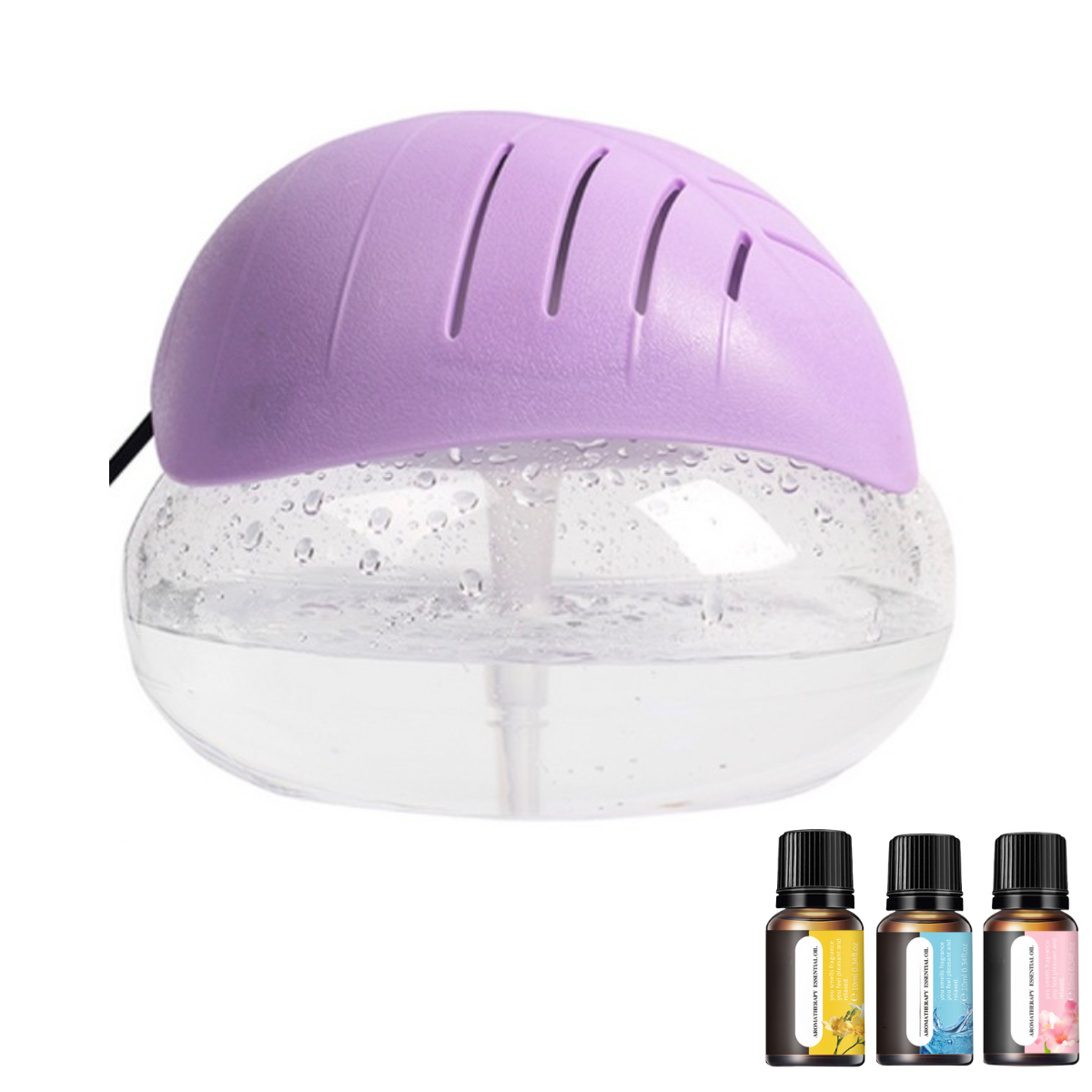 Air freshener (Purple) - for Home, Bedroom and Office - Essential Oil Aroma Diffuser with LED Coloured Night Light with Soothing Water Flow Sound - Water Filtered air Purifier for Pets and Smokers.