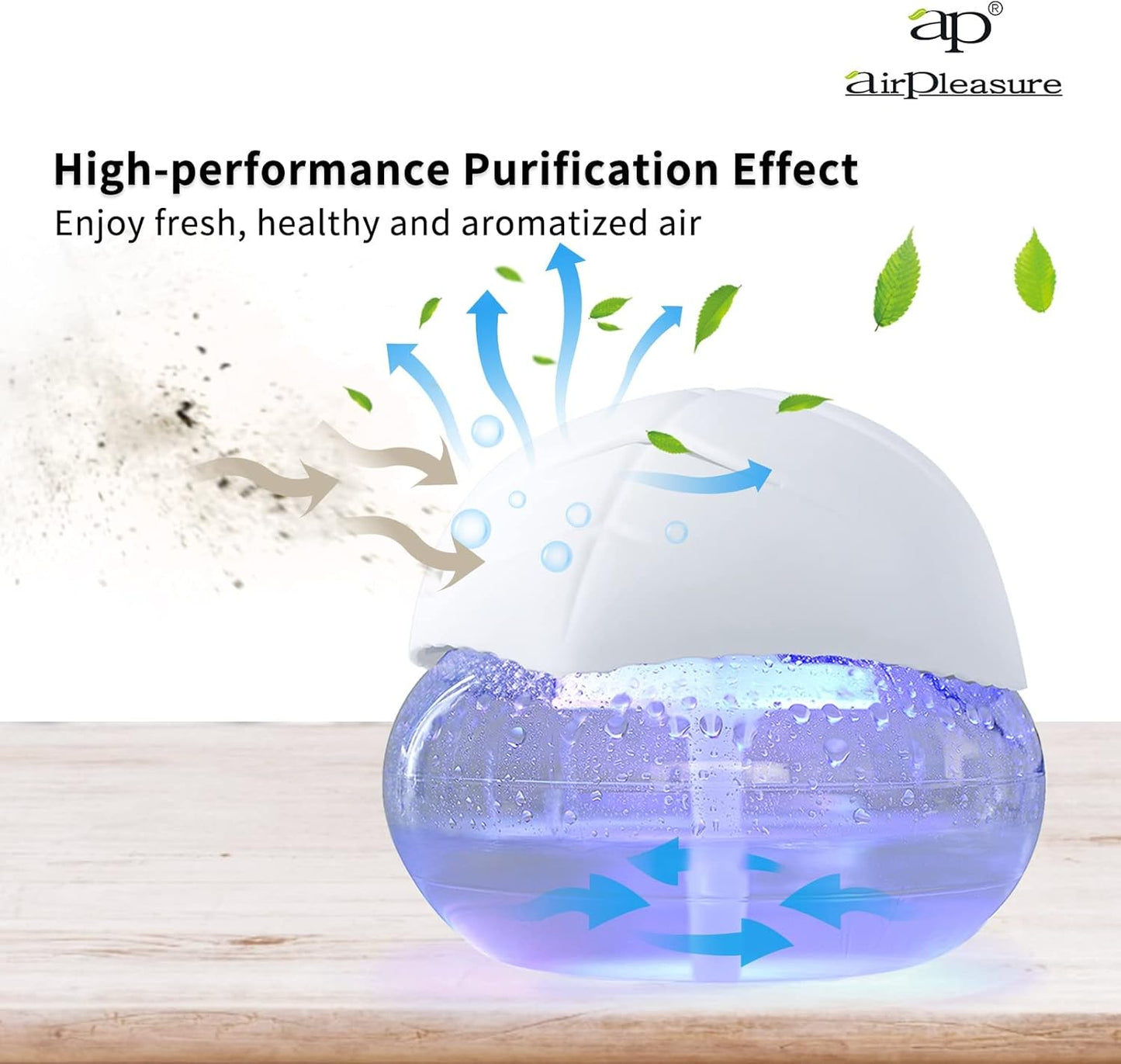 Air freshener (Purple) - for Home, Bedroom and Office - Essential Oil Aroma Diffuser with LED Coloured Night Light with Soothing Water Flow Sound - Water Filtered air Purifier for Pets and Smokers.