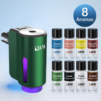 LWW Upgraded Smart Car Air Freshener Set, 8 Large Bottles (80ml) French Essential Oil Diffuser, 3 Intensity Levels for Car/Home/Travel cute car accessories