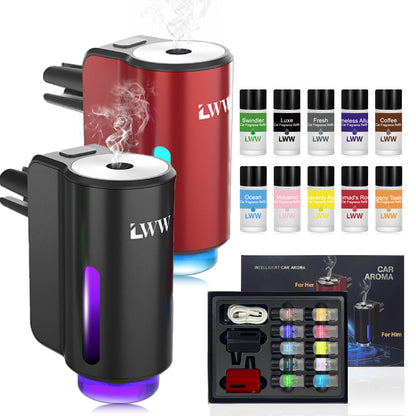 LWW Holiday Edition Dual Car Diffuser Gift Set with 10 French Essential Oils & 8 Aromatic Scents for 2025 Xmas Gift Bag Included Long-lasting Aroma