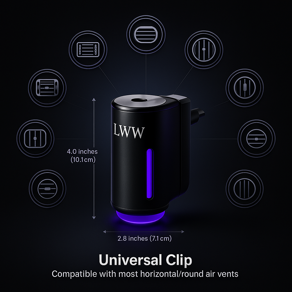 LWW Dual Car Diffuser Set with 3 Premium French Essential Oils Long Lasting Fragrance for Car & Home Waterless Auto Off Feature