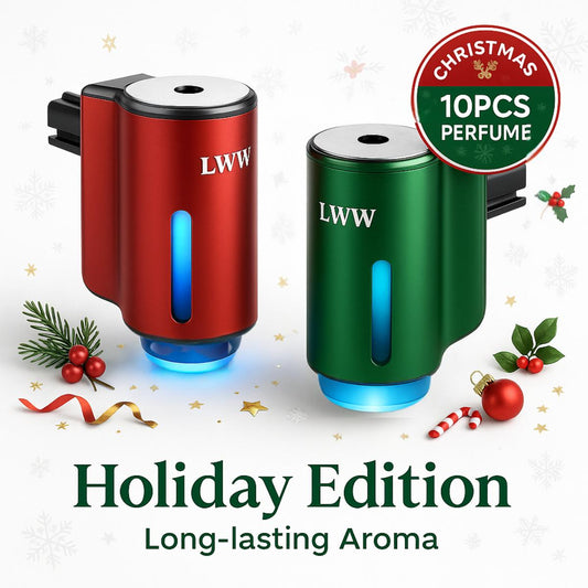 LWW Holiday Edition Dual Car Diffuser Gift Set with 10 French Essential Oils & 8 Aromatic Scents for 2025 Xmas Gift Bag Included Long-lasting Aroma