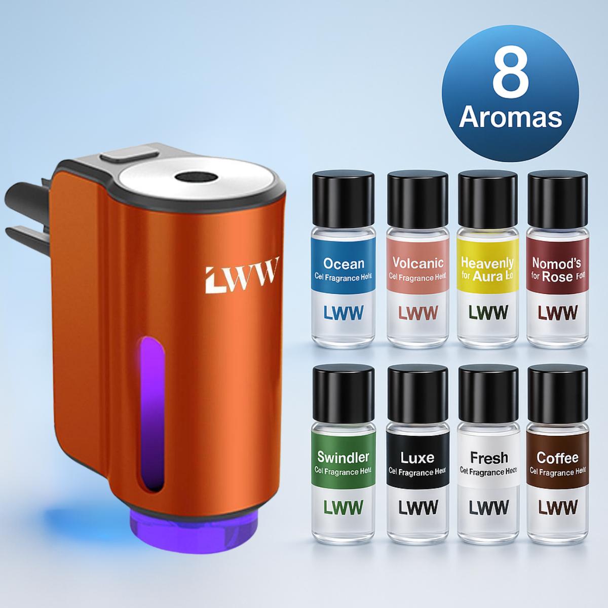 LWW Upgraded Smart Car Air Freshener Set, 8 Large Bottles (80ml) French Essential Oil Diffuser, 3 Intensity Levels for Car/Home/Travel cute car accessories