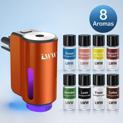 LWW Upgraded Smart Car Air Freshener Set, 8 Large Bottles (80ml) French Essential Oil Diffuser, 3 Intensity Levels for Car/Home/Travel cute car accessories