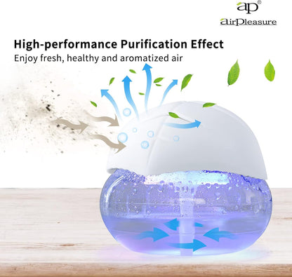 Air freshener (Purple) - for Home, Bedroom and Office - Essential Oil Aroma Diffuser with LED Coloured Night Light with Soothing Water Flow Sound - Water Filtered air Purifier for Pets and Smokers.