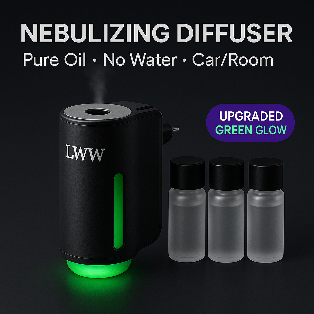 LWW Dual Car Diffuser Set with 3 Premium French Essential Oils Long Lasting Fragrance for Car & Home Waterless Auto Off Feature