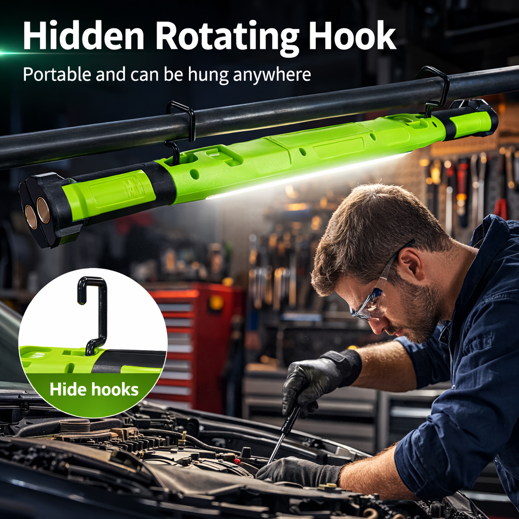 car repair work light with hooks and magnetic mounting