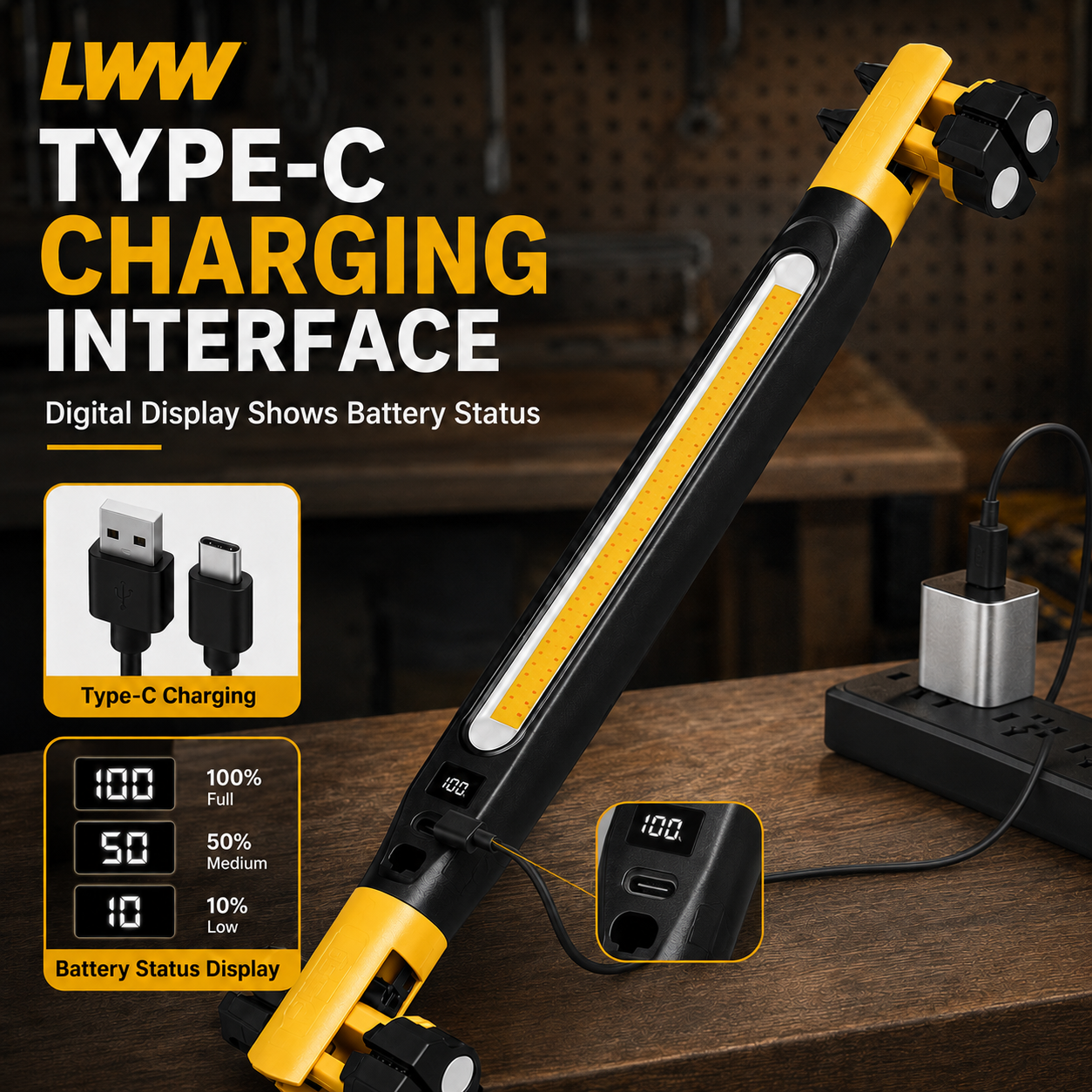 LWW Magnetic Rechargeable LED Work Light – product view 10