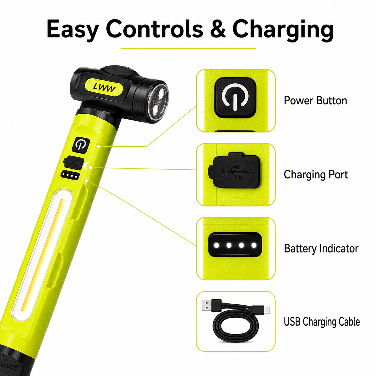 LWW Rechargeable LED Underhood Work Light – product view 5