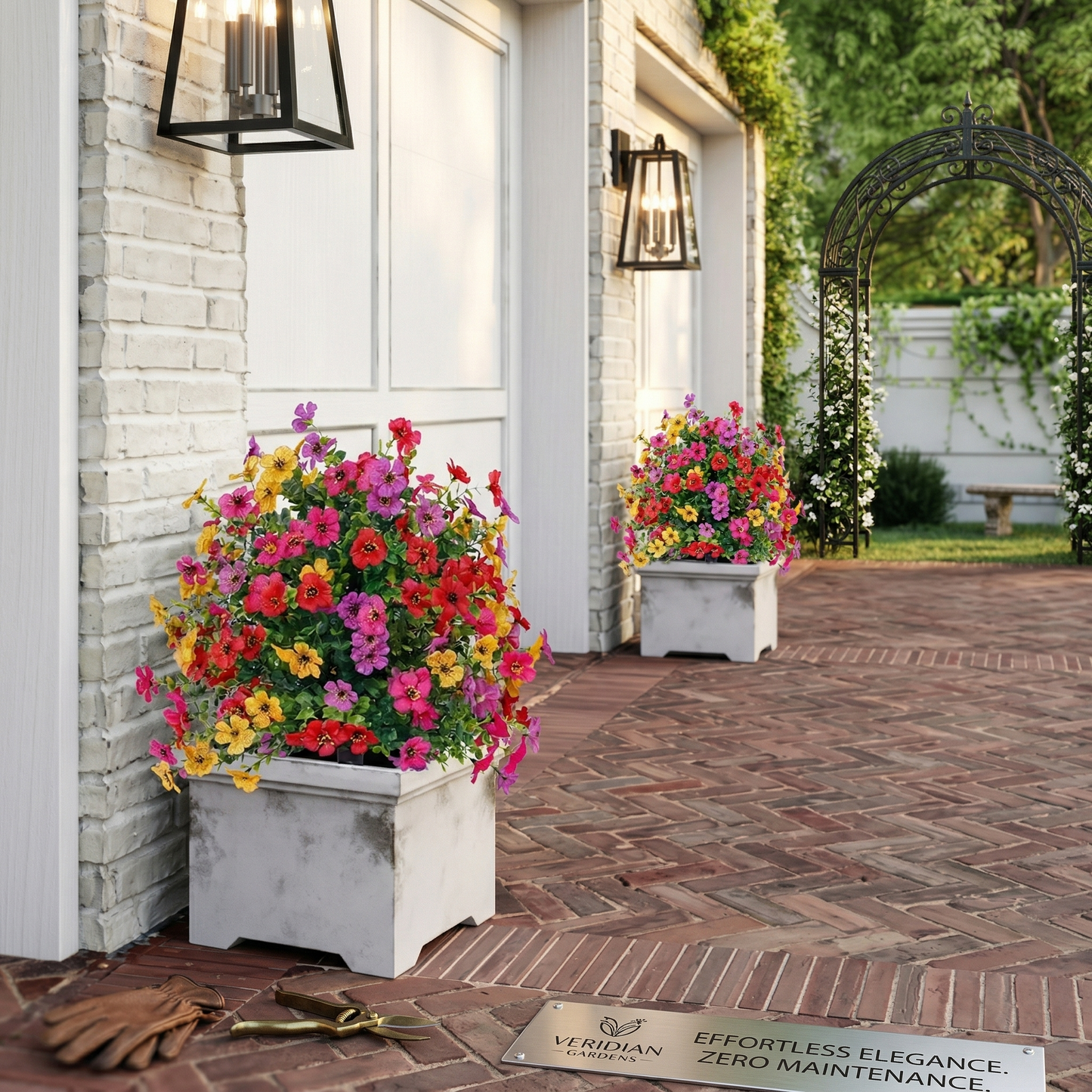 realistic faux flowers for porch planter decoration