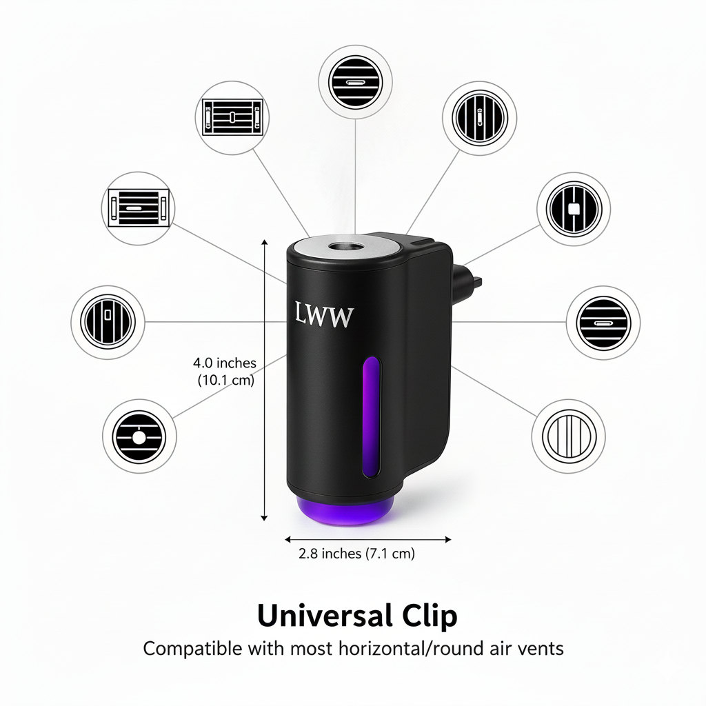 LWW Dual Car Diffuser Set with 3 Premium French Essential Oils Long Lasting Fragrance for Car & Home Waterless Auto Off Feature