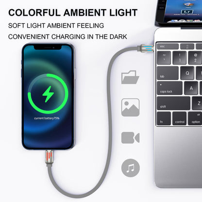 LWW 240W 4-in-1 PD Fast Charging Cable: USB-C/A/Lightning, 5A, Breathing LED, Aluminum Alloy, 4FT Silicone, iPhone/Android/Laptop/Smartphone