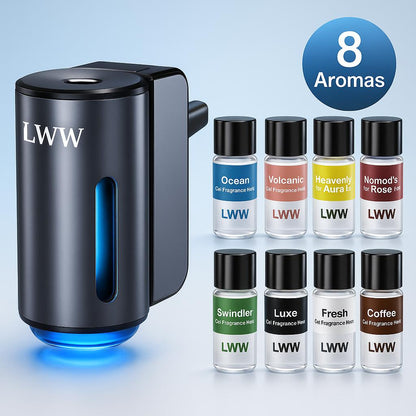 LWW Upgraded Smart Car Air Freshener Set, 8 Large Bottles (80ml) French Essential Oil Diffuser, 3 Intensity Levels for Car/Home/Travel cute car accessories