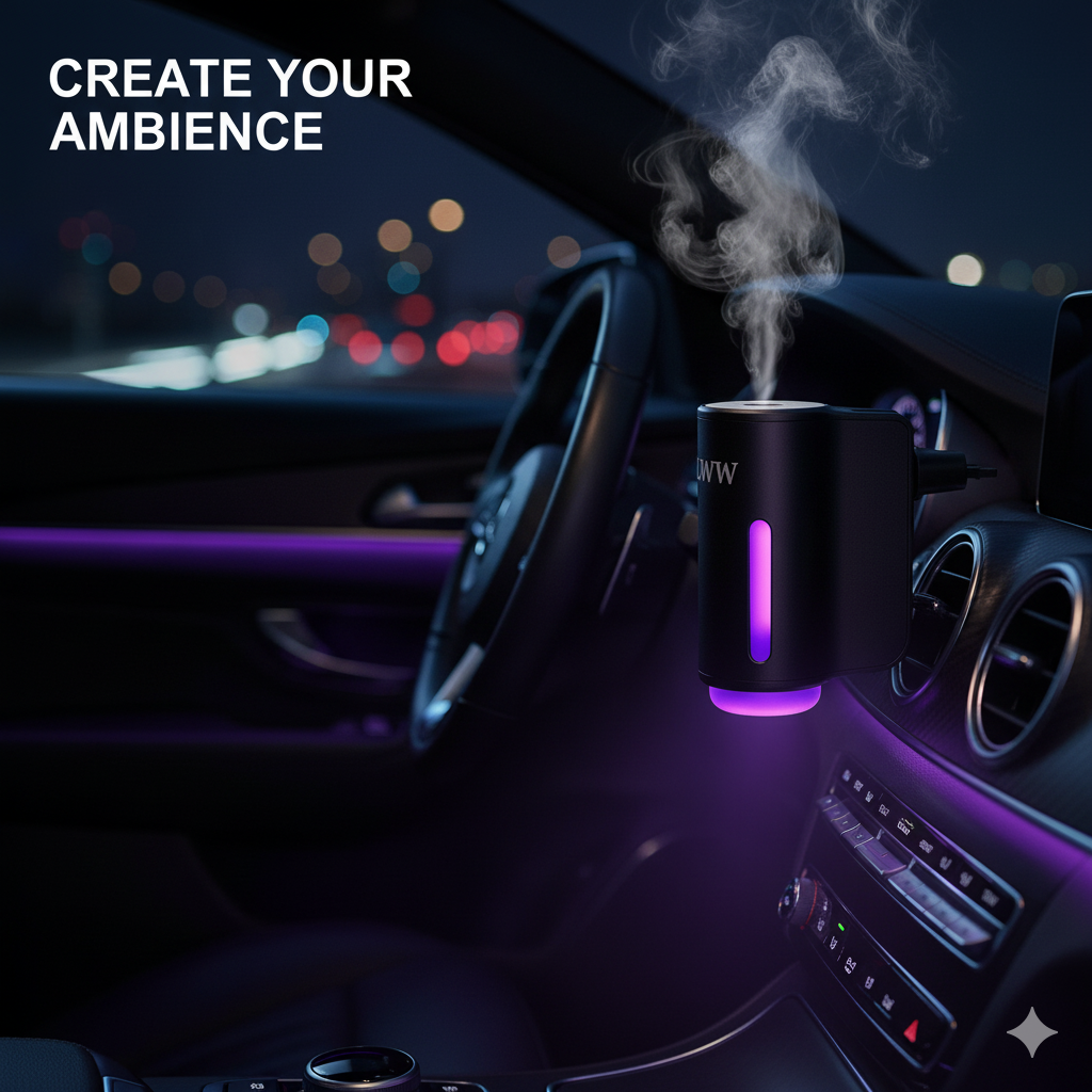LWW Dual Car Diffuser Set with 3 Premium French Essential Oils Long Lasting Fragrance for Car & Home Waterless Auto Off Feature
