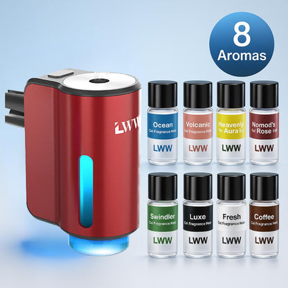 LWW Upgraded Smart Car Air Freshener Set, 8 Large Bottles (80ml) French Essential Oil Diffuser, 3 Intensity Levels for Car/Home/Travel cute car accessories