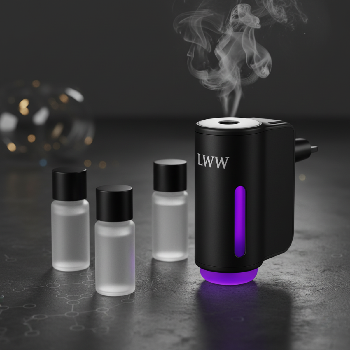 LWW dual car diffuser with three essential oil bottles